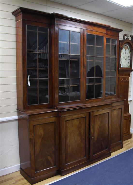 A George III mahogany breakfront bookcase, W.7ft, H.7ft 8in. D.1ft 7in.